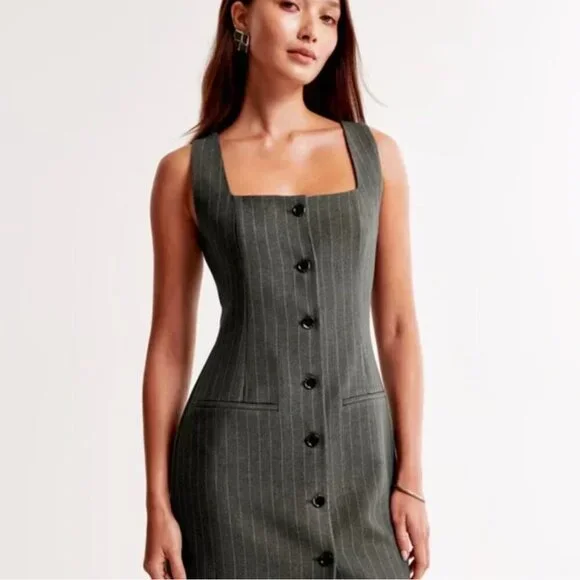 Abercrombie & Fitch Mara Square Neck Mini Dress XS Tall - Picture 1 of 10